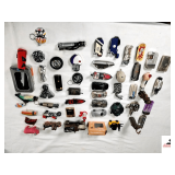 45+/- CIGARETTE LIGHTERS-AD ITEMS- MOTORCYLES, CARS, ANIMALS, GOLF, MISC