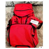 LARGE RED DUFFLE BAG ON ROLLERS - SMALL ZIPPER BAG INSIDE