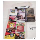 (6) VHS TAPES - CRUISIN THE COAST, OFFICAL 2002, 2003, & 2004 VIDEOS - NASCAR WINSTON CUP RACING GREATEST MOMENTS - VHS STORAGE RACK