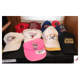 COLLECTION OF BALL CAPS- COLLECTOR CAPS- GOLF CAPS- TOOTSIE LOUNGE CAP- MERCEDES BENZ CAP- ENERGIZER BUNNY CAP- DONT TOUCH MOTORCYCLE- PERSIMMON HILLS- ROUTE 66- EDGE CONSTRUCTION