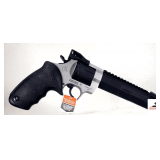 TAURUS RAGING HUNTER REVOLVER .44 MAG 8 3/8" PORTED BARREL - TWO TONE - 6 ROUND CAPACITY - BLACK RUBBER GRIPS - STEEL FRAME - SCOPE MOUNT RAIL - MARKED 44H - NIB - NEVER FIRED - SN ADM969274