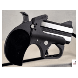 BOND ARMS ROUGHNECK DERRINGER .357MAG/38 SPL 2.5" BARREL - STAINLESS STEEL DOUBLE BARREL & FRAME - COMPATIBLE WITH ALL STANDARD BOND ARMS BARRELS - PATENTED REBOUNDING HAMMER - RETRACTING FIRING PINS 