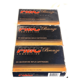 (3) PMC BRONZE .308 WINCHESTER (7.62 NATO) AMMO (60) ROUNDS TOTAL - 147 GRS - FMJ-BT - 20 CENTERFIRE RIFLE CARTRIDGES/BOX