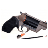 TAURUS THE JUDGE PD-POLY REVOLVER .45 COLT/.410 GA  - 2" BARREL - 5 ROUND CAPACITY - RUBBER GRIPS - FIXED REAR SIGHT - FIBER OPTIC FRONT SIGHT -  DA/SA  ACTION - 1:12.14-IN RH TWIST - SMALL ALLOY STEE