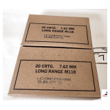 (2) LAKE CITY ARMORY AMMUNITION 7.62MM M118LR AMMO (40) ROUNDS TOTAL - SPECIAL MATCH GRADE FOR SNIPER RIFLE - DESIGNED FOR HIGH ACCURACY, LONG RANGE - 20 CARTRIDGES/BOX - SAMPLE PICTURE
