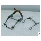 HACKAMORE SILVER BIT WITH LEATHER NOSE BAND- ALUMINUM CURB BIT