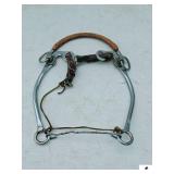 HACKAMORE BIT WITH CURVED METAL SHANKS, LEATHER NOSEBAND