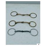 (2) SINGLE JOINTED LOOSE RING BRIDLE BITS MADE OF WEATHERD METAL