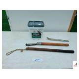 (2) NOSE TWISTERS-(1) MODERN, (1) VINTAGE- MODERN CHAIN-- ALUMINUM SCAPER- MANAPRO UGUARD PELLETS