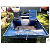 HEAVY ALUMINUM BOAT - 14 FT. LONG - 48" BOTTOM - 19.5 " SIDES - MILLENNIUM PRO SEAT - MILLENIUM MARINE SEAT PLYWOOD LINER
