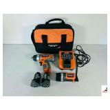 RIDGID 3/8" 12V IMPACT DRIVER R82008 - INCLUDES RIDGID FLASHLIGHT - (2) BATTERIES - CHARGER - BLACK RIDGID CARRYING CASE - USED