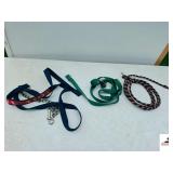 (1) NYLON & CHAIN LEAD ROPE- NYLON LEAD ROPE, GREEN-  NYLON LEAD ROPE, RED MULTI