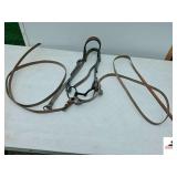 LEATHER BRIDLE WITH DOUBLE STITCHING -  GOLD TONE STAR CONCHOS WITH SILVER TONE EDGE- SNAFFLE BIT-