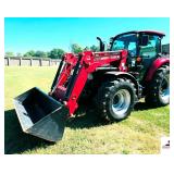 2020 CASE IH FARMALL 120C TRACTOR- MFWD-  501.3 HOURS-WITH CASE IH INL630 FRONT LOADER-DASH EMBLEM INDICATES "MAY NEED SERVICING AND FLUIDS CHECKED"-  CAB TRACTOR WITH CAB SUNROOF- EFFICIENCY POWER- R