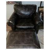 LEATHER chair with Ottoman- EXCELLENT LIKE NEW
