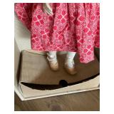 Vintage Doll, clothes, and carry box
