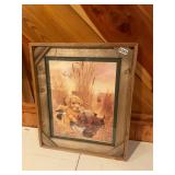 Barnwood framed lab puppies and duck