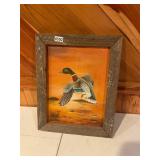 Barnwood framed duck painting