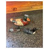 3- painted wooden ducks