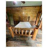 Log bed- queen size with sleep number mattress