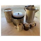Aluminum pots, pans, coffee percolators