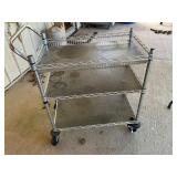 3 tier chrome metal rolling cart