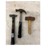 3- hammers- claw, sledge, ball peen