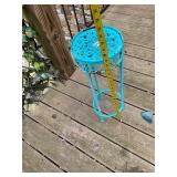 Blue metal plant stand table