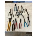 12- assorted pliers and crescent