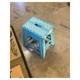 Blue and white folding stool