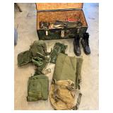 Camo trunk, boots, canteen - all