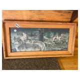Barnwood framed wolves picture