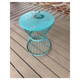 Round teal metal table