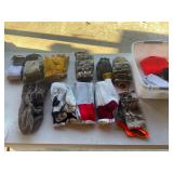 Wool socks, gloves, toboggan