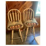 2- white swivel barstools