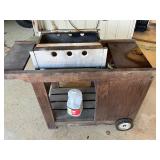3 burner outdoor chef grill with propane bottle
