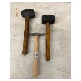 2- rubber hammers and rock hammer