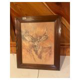 Framed buck deer picture