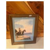 Framed Indian chief on ledge