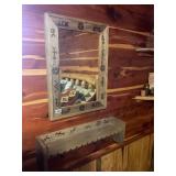 Barnwood mirror and shelf