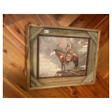 Barnwood framed Indian chief on horseback