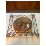 Horse head with barbed wire frame
