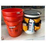 3- 5 gallon buckets - with tool belt on one