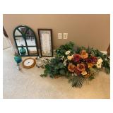 Flowers, pictures, mirror, kerosene lamp