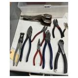 Tote of 11 assorted pliers