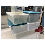 7- assorted plastic totes