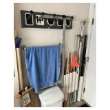Flag poles. PVC, trash can, dowel rods
