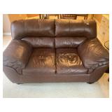Brown leather loveseat, 5 foot