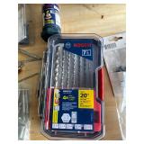 Tote of drill, bits and anchors