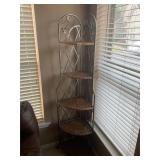 Metal and wicker corner cabinet